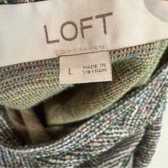 LOFT Boucle Sweatshirt Rainbow Gathered Hem Long Sleeve Women’s Size Large - Picture 3 of 12